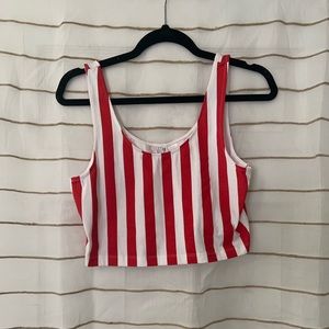Red and White crop tank